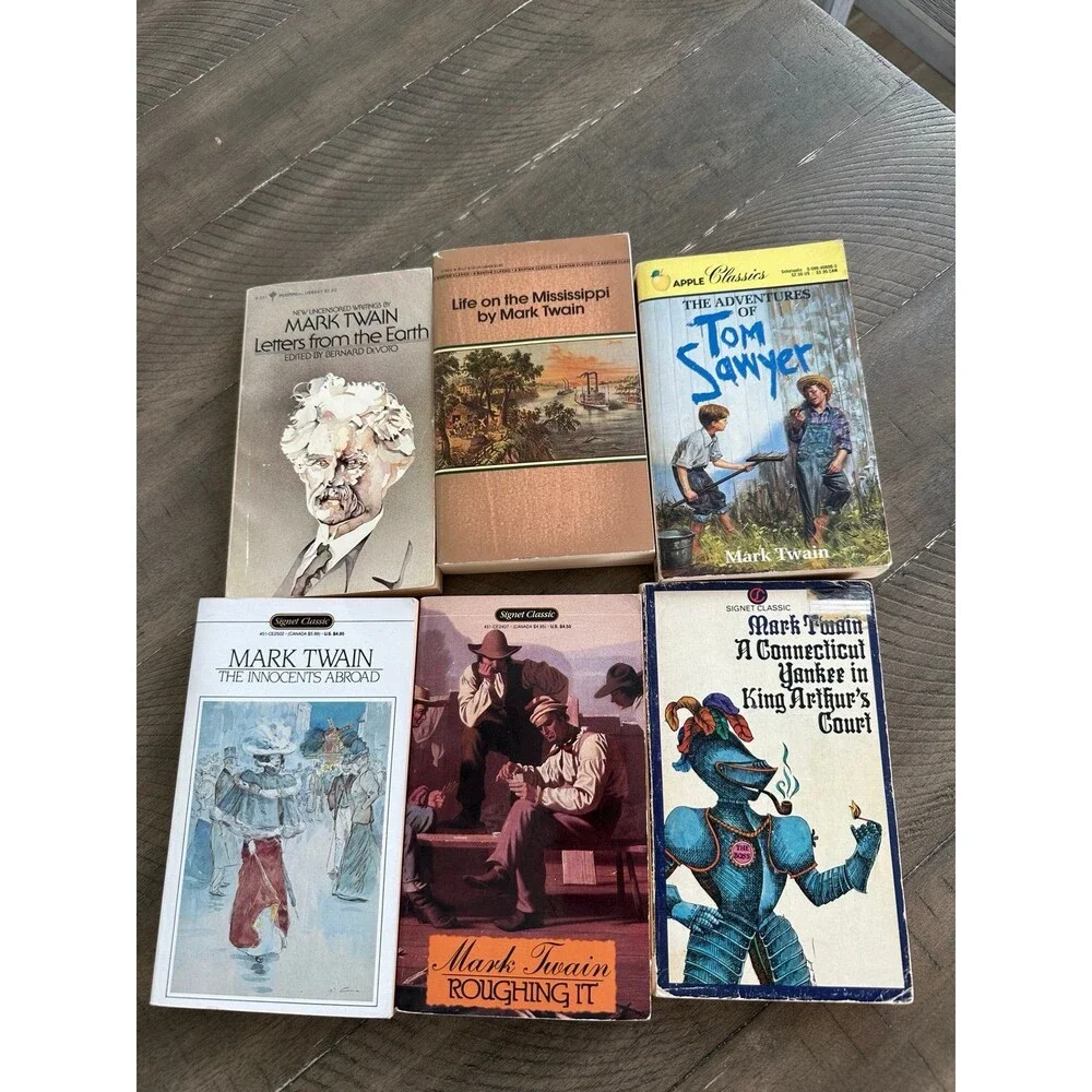 Mark Twain Classics 6 Book Lot Tom Sawyer Roughing It Mississippi Vintage PB